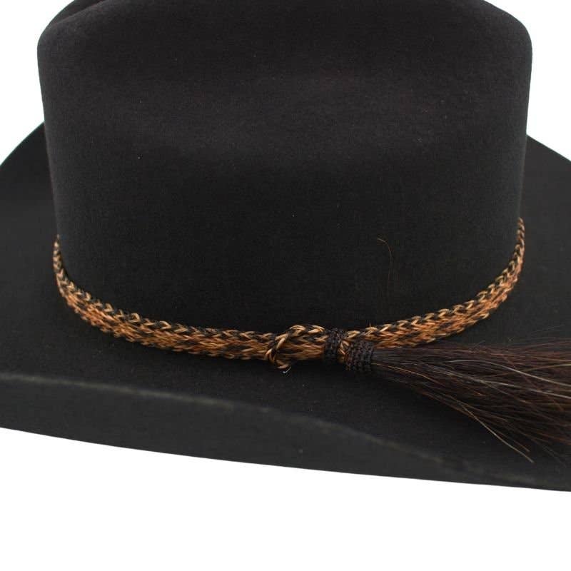 Genuine Horsehair 5 Strand Braided Hat Band with Single Tassel - Sundown