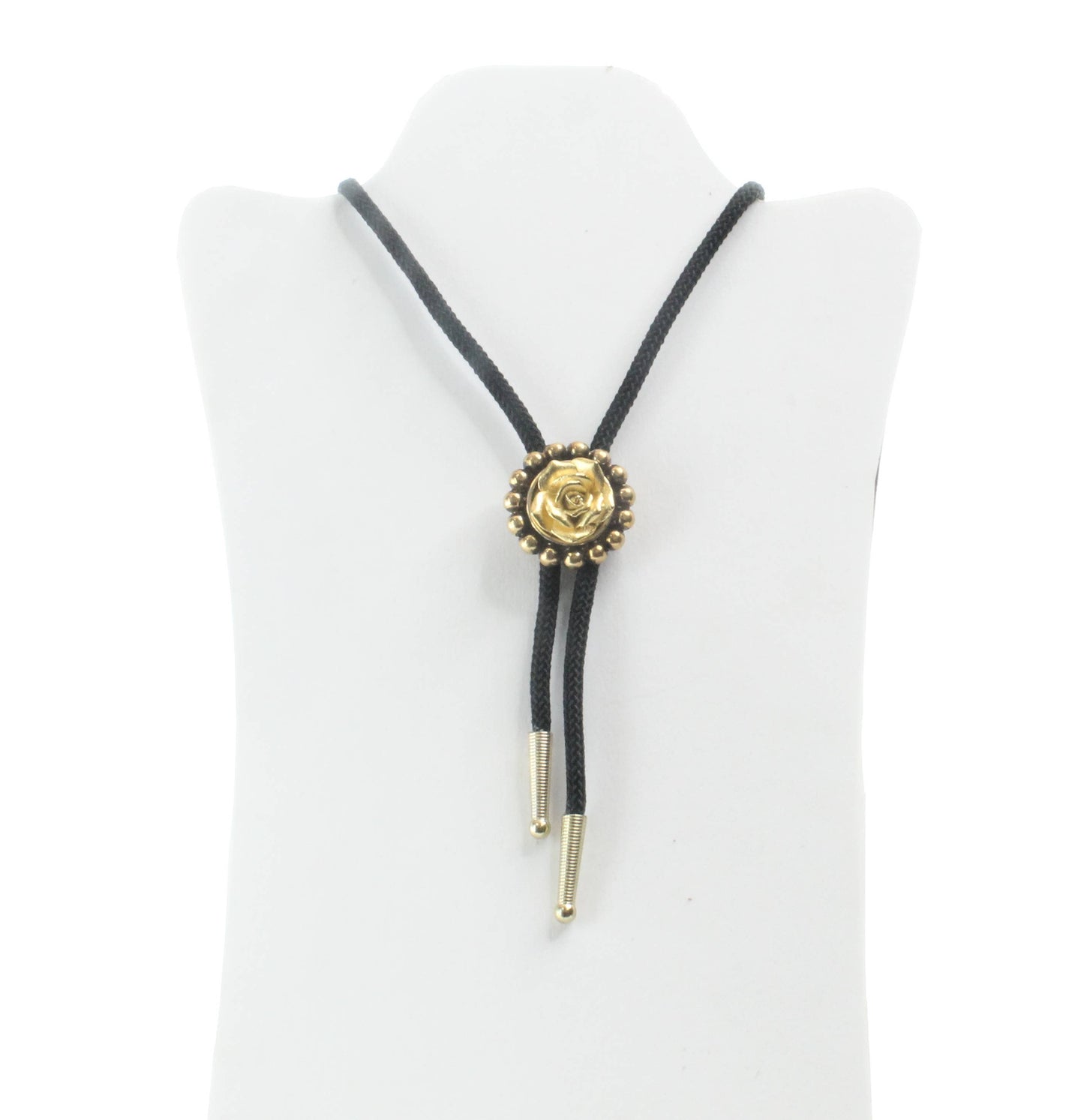 Guldfärgad Ros Bolo Tie Svart Kord