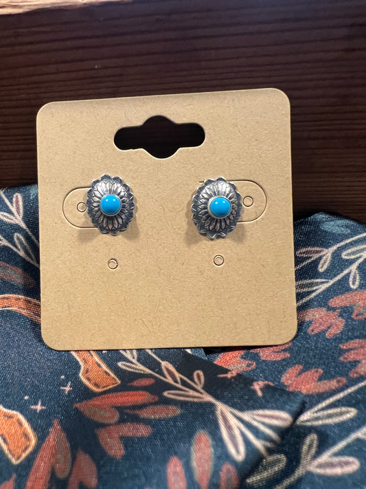 Navajo-made Concho Turkos Studs