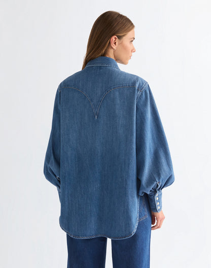 Wrangler Relaxed Lightweight Exaggerated Western Shirt - Denim