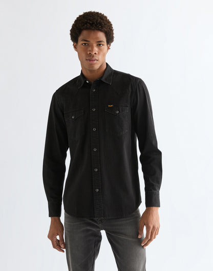 Wranlger Regular Western Shirt - Rinsed Black