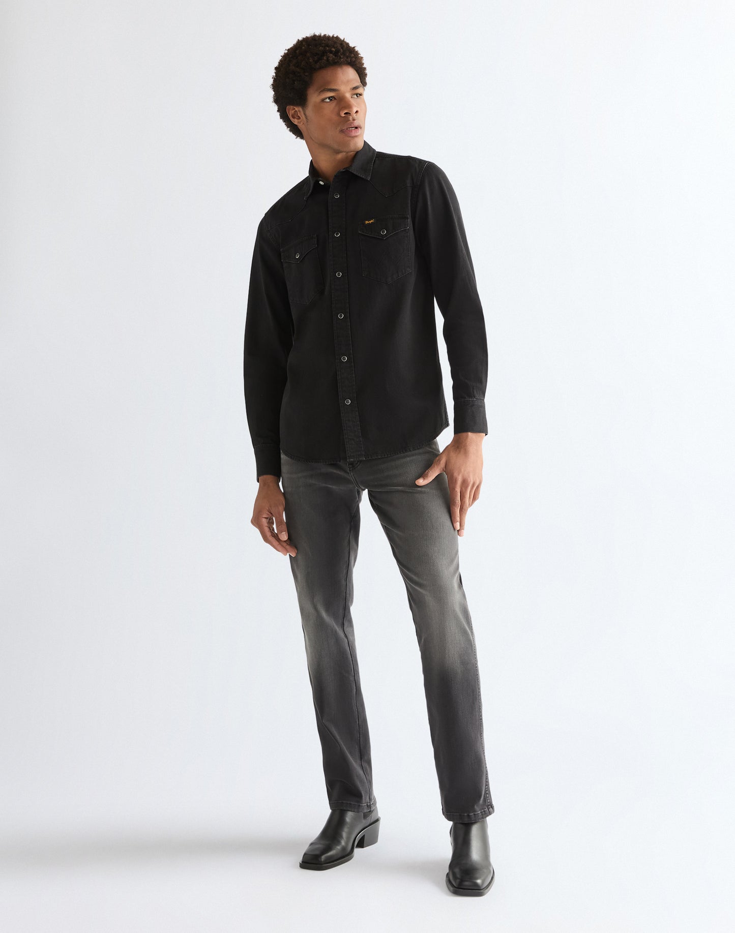 Wranlger Regular Western Shirt - Rinsed Black