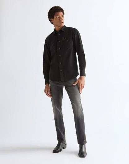 Wranlger Regular Western Shirt - Rinsed Black