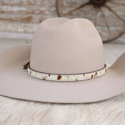 Cowhide Hat Band with Silver Buckle - Branson