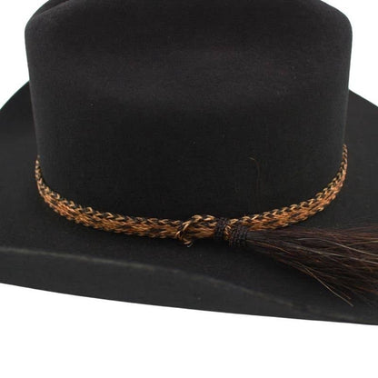 Genuine Horsehair 5 Strand Braided Hat Band with Single Tassel - Sundown