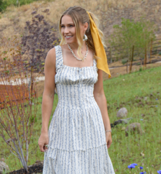 Bluebell – Blå Blommig Maxiklänning