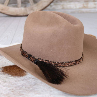 Genuine Horsehair 5 Strand Braided Hat Band with Single Tassel - Sundown