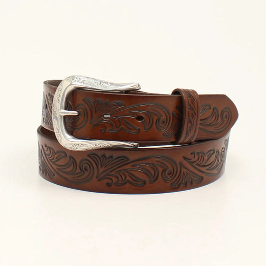 Ariat Floral Embossed Brown Leather Bälte