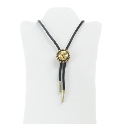 Guldfärgad Ros Bolo Tie Svart Kord