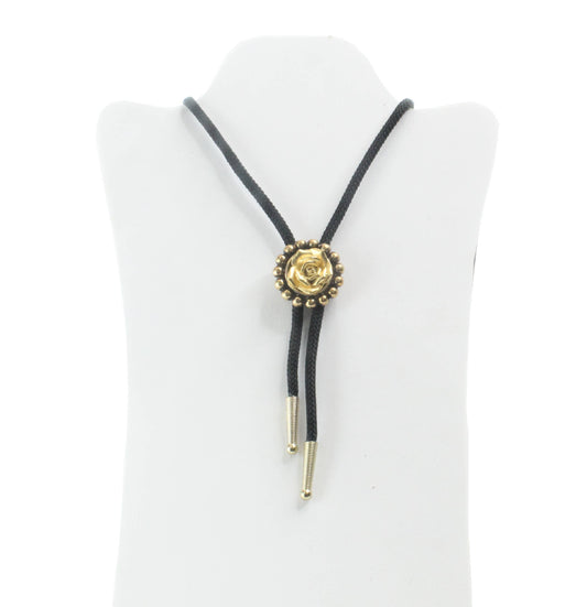 Guldfärgad Ros Bolo Tie Svart Kord