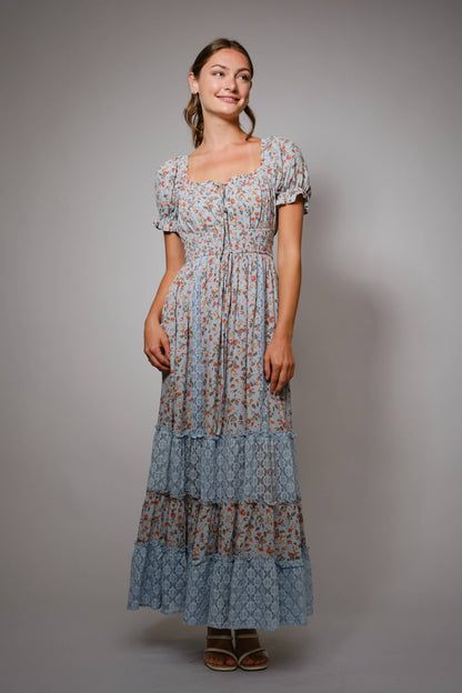 Prarie Romance - Blommig Maxi Klänning