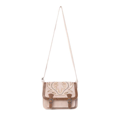 Amberwood Suede Leather Boot Embroidered Leather Bag in Amber