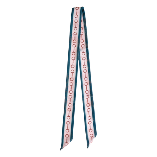 Snaffle Bit Twilly Scarf in Teal: Equestrian Western Cowgirl Silky Scarf