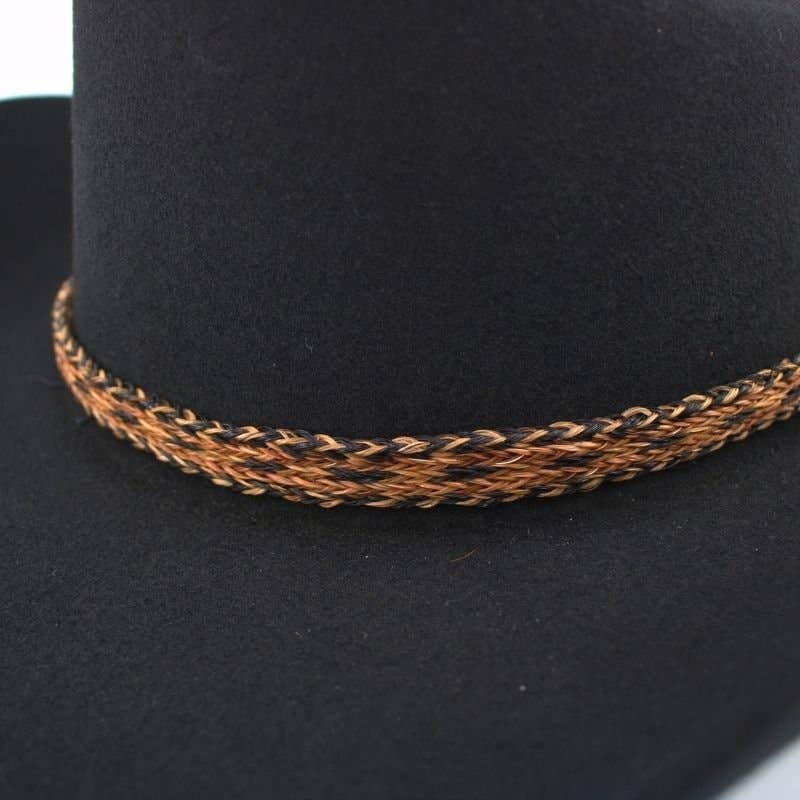 Genuine Horsehair 5 Strand Braided Hat Band with Single Tassel - Sundown