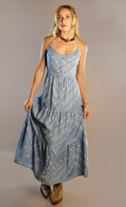 Bandana Belle – Blå Westernklänning