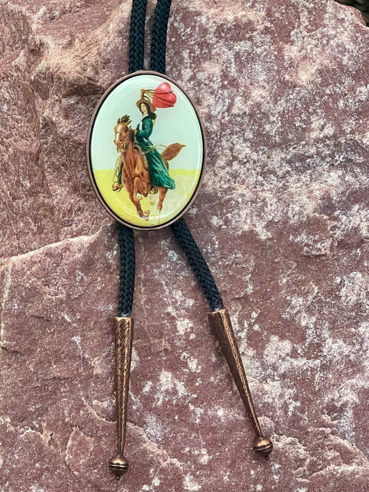 Cowgirl Kopparpendel Bolo Tie