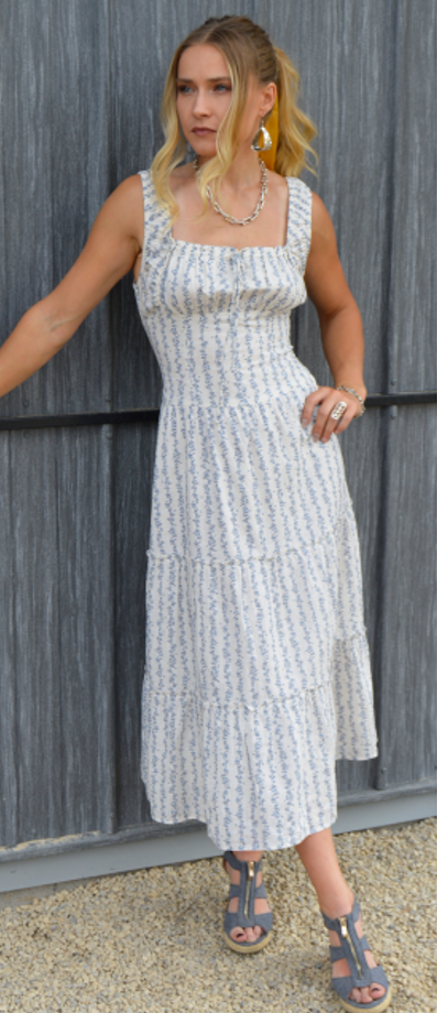 Bluebell – Blå Blommig Maxiklänning