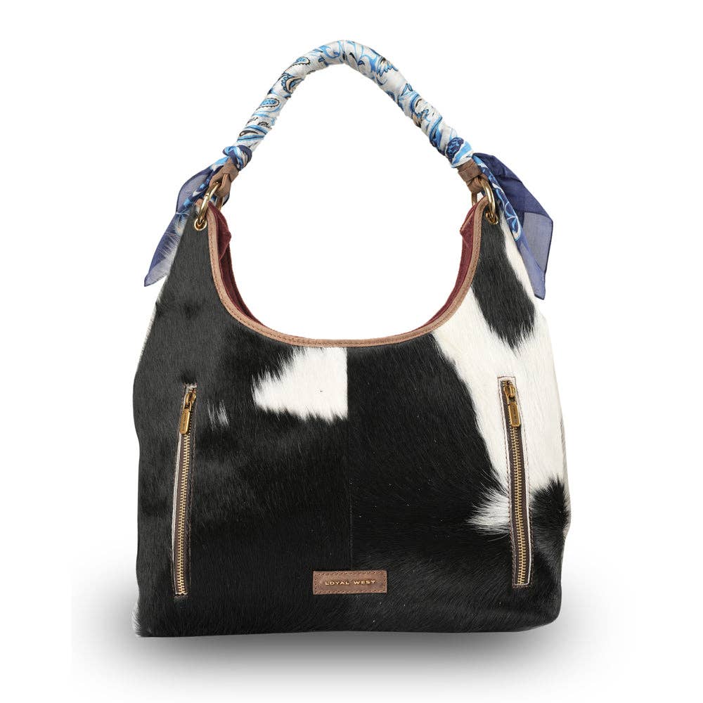 LW Medium Purse - Black & White Cowhide