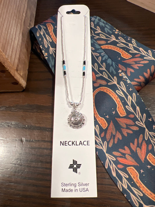 Navajo-made Silver och Turkos Concho Halsband