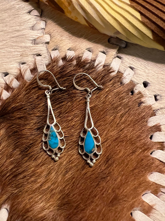 Flowery – Vintage Turkosörhängen