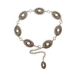 Oval Concho Belt With White Stone Chain