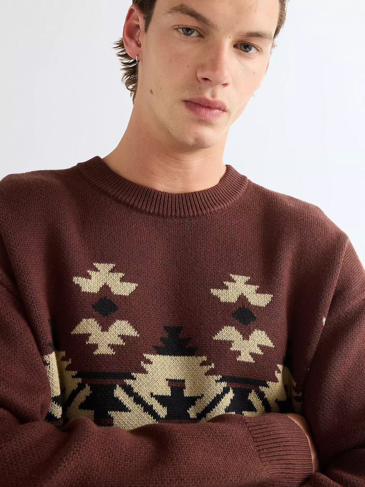 Wrangler Choklad Brun Tröja – Relaxed Pullover – Herr
