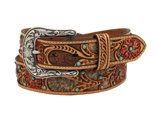 Ariat Women's Calf Hair Underlay Red Flower Bälte