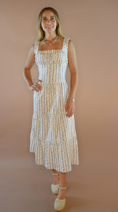 Bluebell – Blå Blommig Maxiklänning