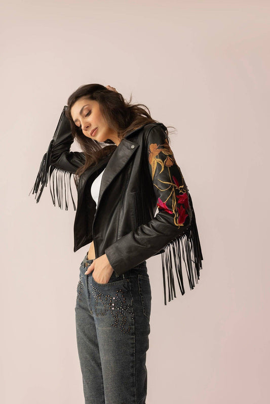 Thorn & Thunder Leather Jacket in Ink Bloom