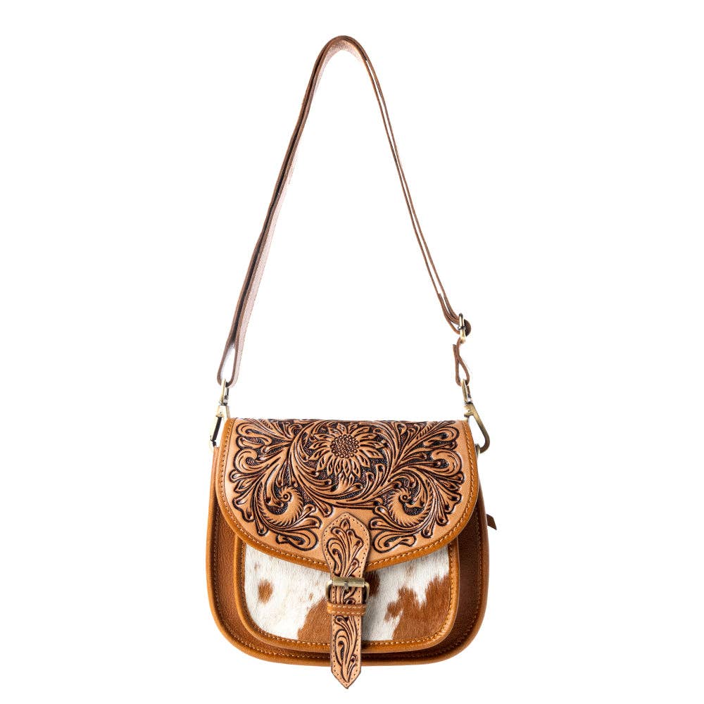 Myra - Goldrush Saddle handtooled Bag