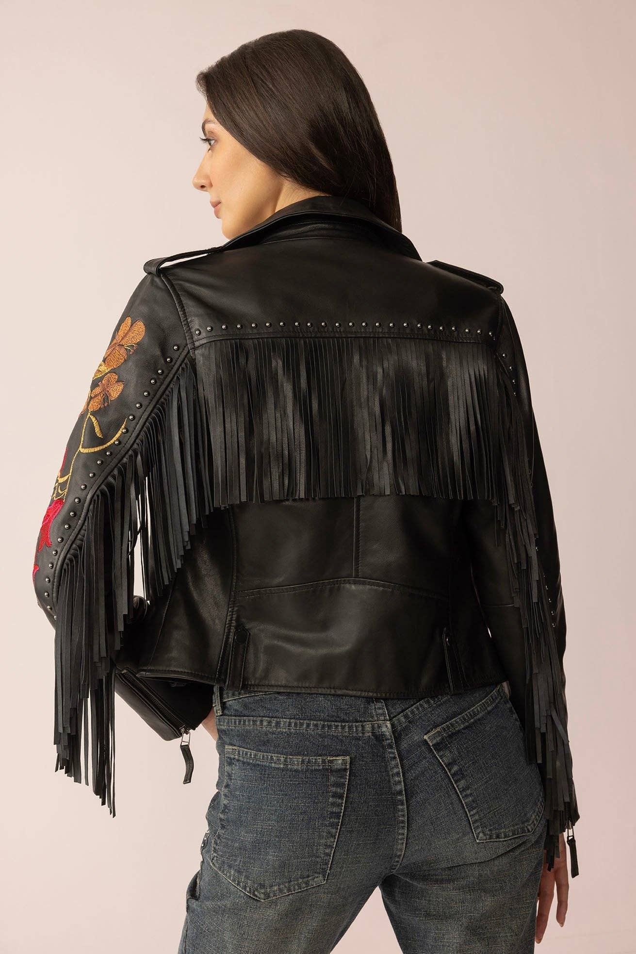 Thorn & Thunder Leather Jacket in Ink Bloom