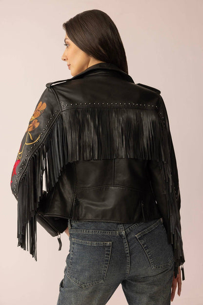 Thorn & Thunder Leather Jacket in Ink Bloom
