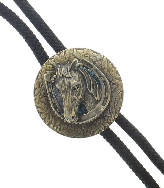 Hästsko & Hästhuvud Antik Guld Bolo Tie