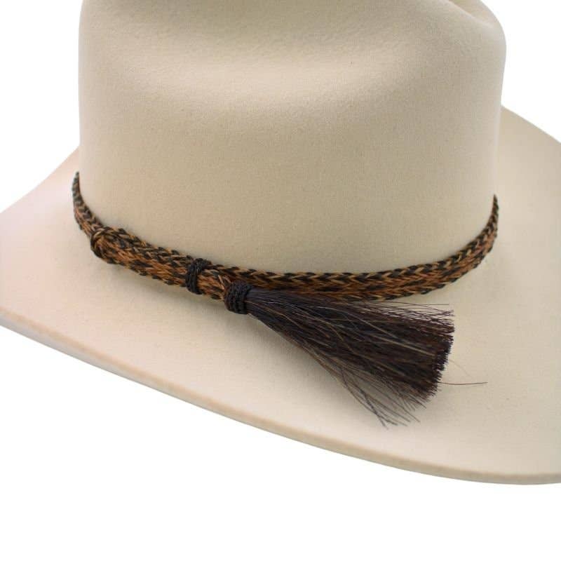 Genuine Horsehair 5 Strand Braided Hat Band with Single Tassel - Sundown
