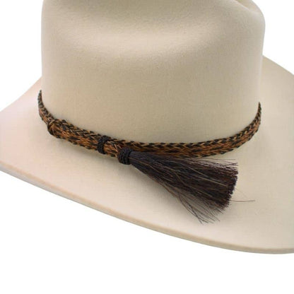 Genuine Horsehair 5 Strand Braided Hat Band with Single Tassel - Sundown