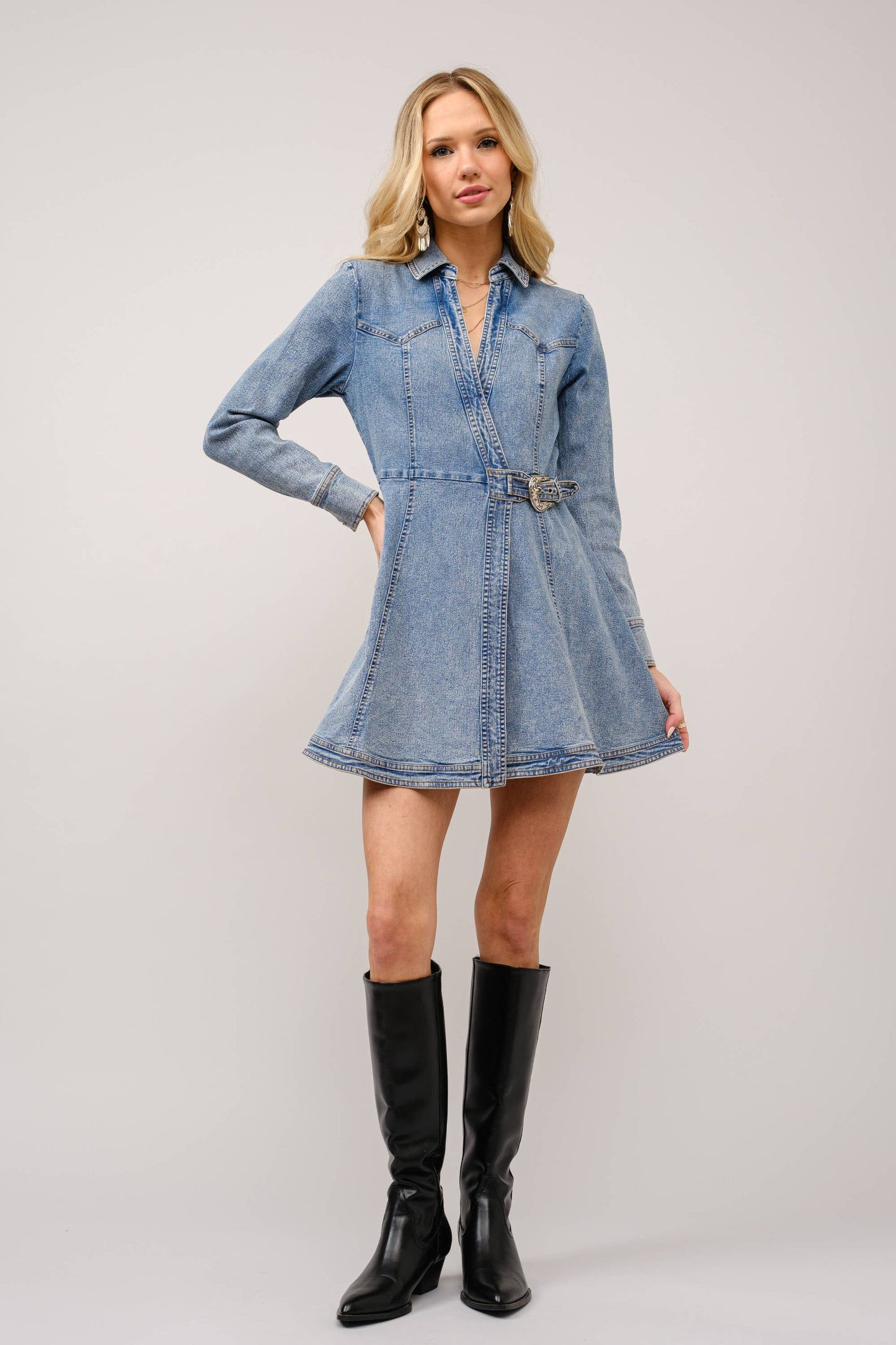 Denim Darlin' Mini Omlottklänning