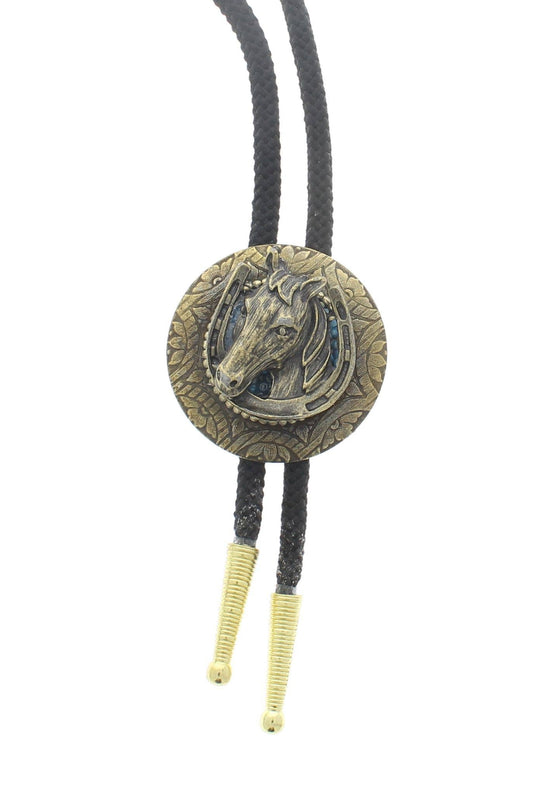 Hästsko & Hästhuvud Antik Guld Bolo Tie