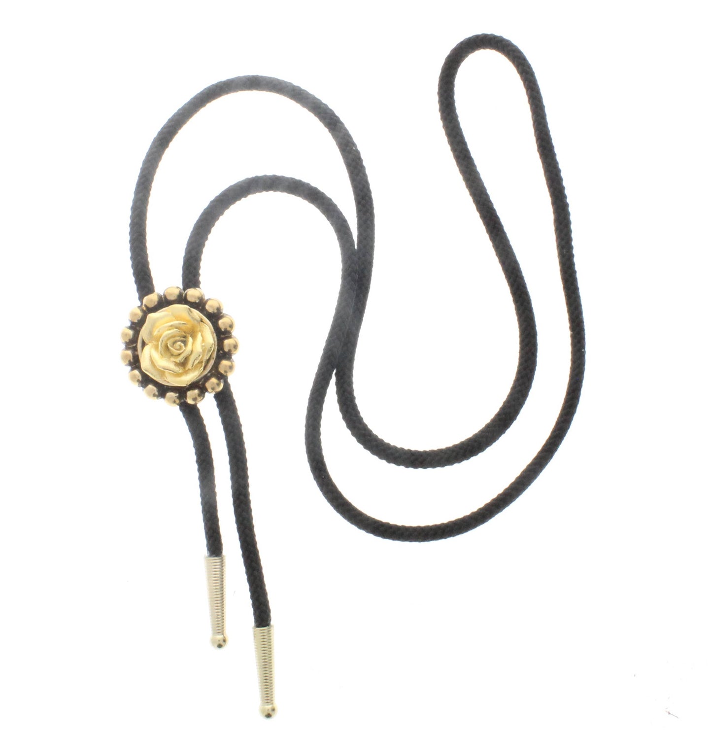 Guldfärgad Ros Bolo Tie Svart Kord