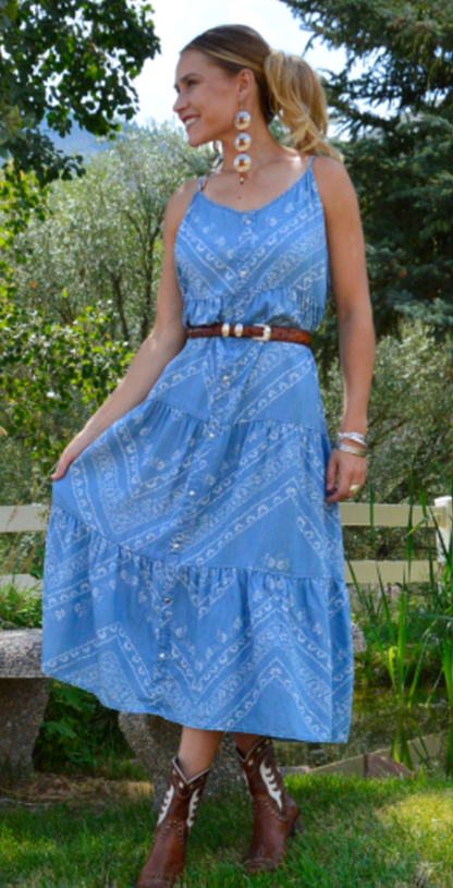 Bandana Belle – Blå Westernklänning