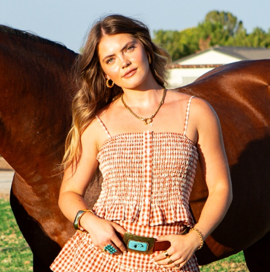 Sadie Jane – Rutig Smockad Topp i Bomull