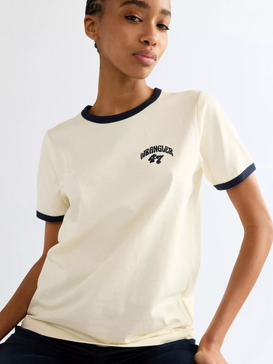 Wrangler Slim Ringer Bomull T-Shirt - Dam